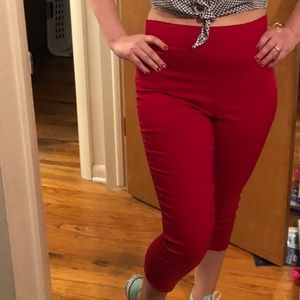 Red high waisted Capri pants